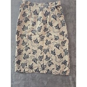 Vintage Orvis Flax Ivy Print Midi Skirt Size Large Heritage Preppy Natural‎ 12